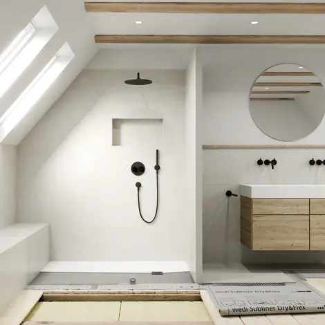 [Translate to UK-English:] Bodengleiche Dusche in Altbau