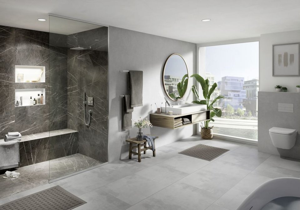 Bad mit wedi Top Wall marble