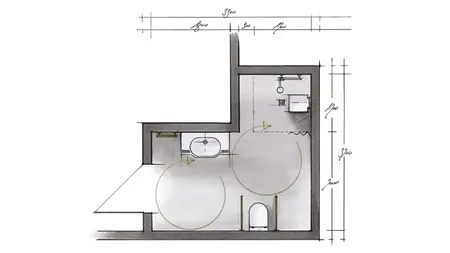 Grundriss eines Badezimmers
