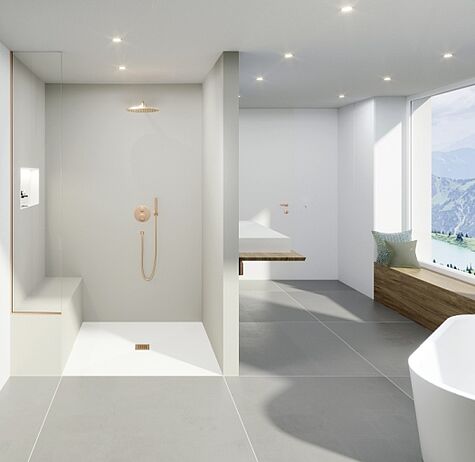 Floor-level showers: wedi solutions unite technology with design