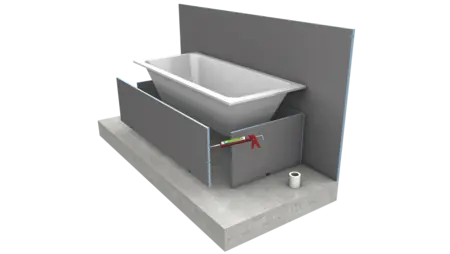 Mit wedi Produkten verkleidete Badewanne