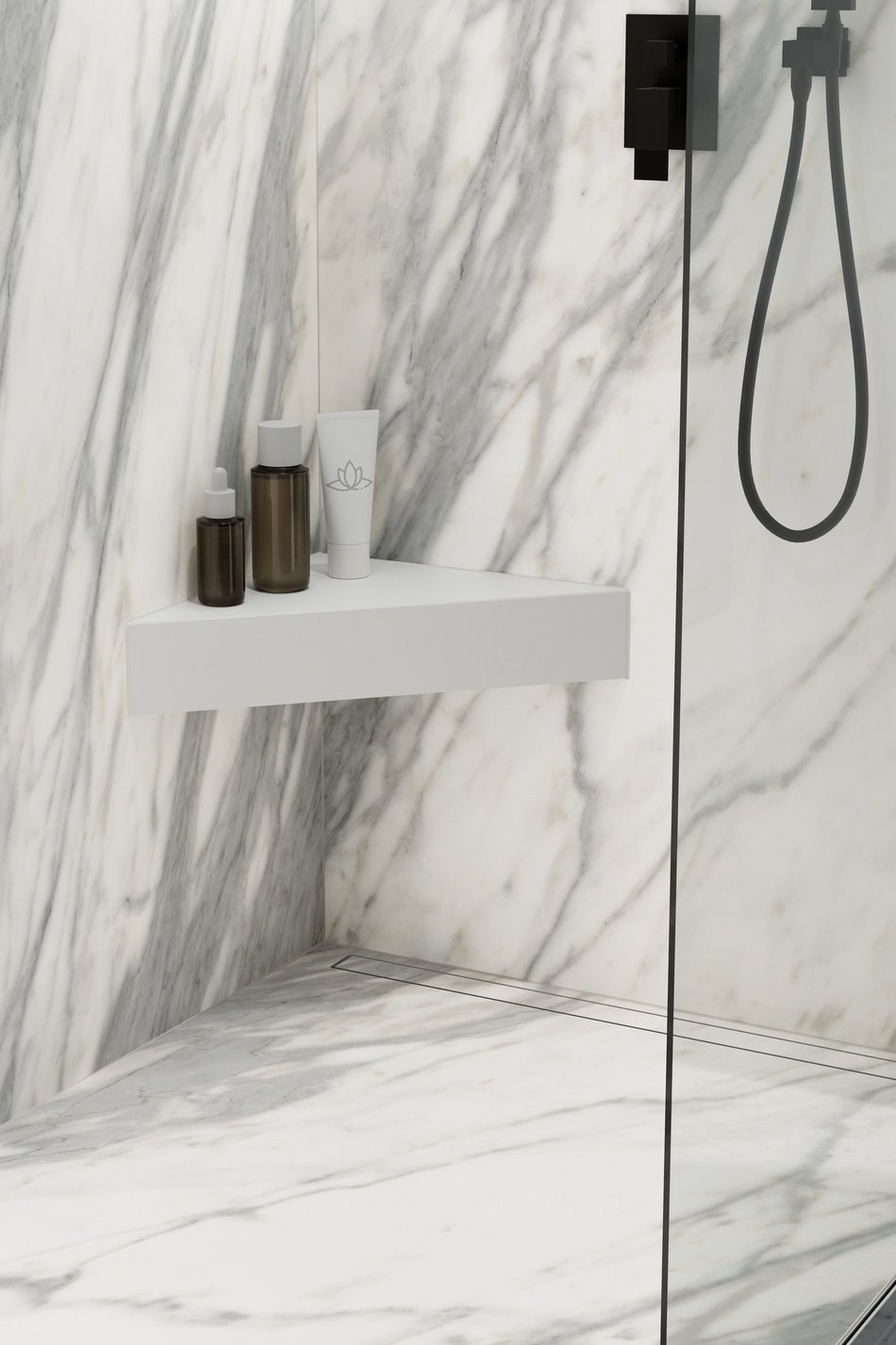 Dusche mit Ecksitz