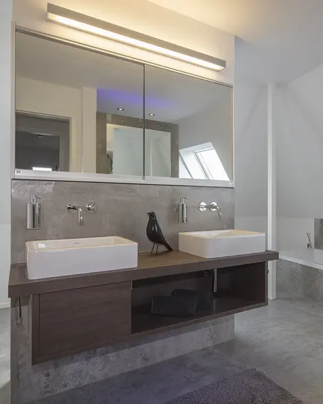 Modulwand Neubau Privatbad mit wedi Produkten