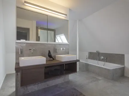Modulwand Neubau Privatbad mit wedi Produkten