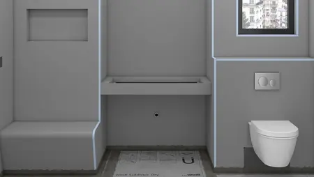 Badezimmer verfeinert mit wedi Sanbath Waschtisch