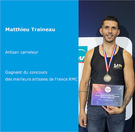 Matthieu Traineau, lauréat du Concours des Meilleurs Artisans de France 2021 : « Pour nous les carreleurs, la facilité de mise en œuvre des produits wedi apporte un gain de temps crucial »