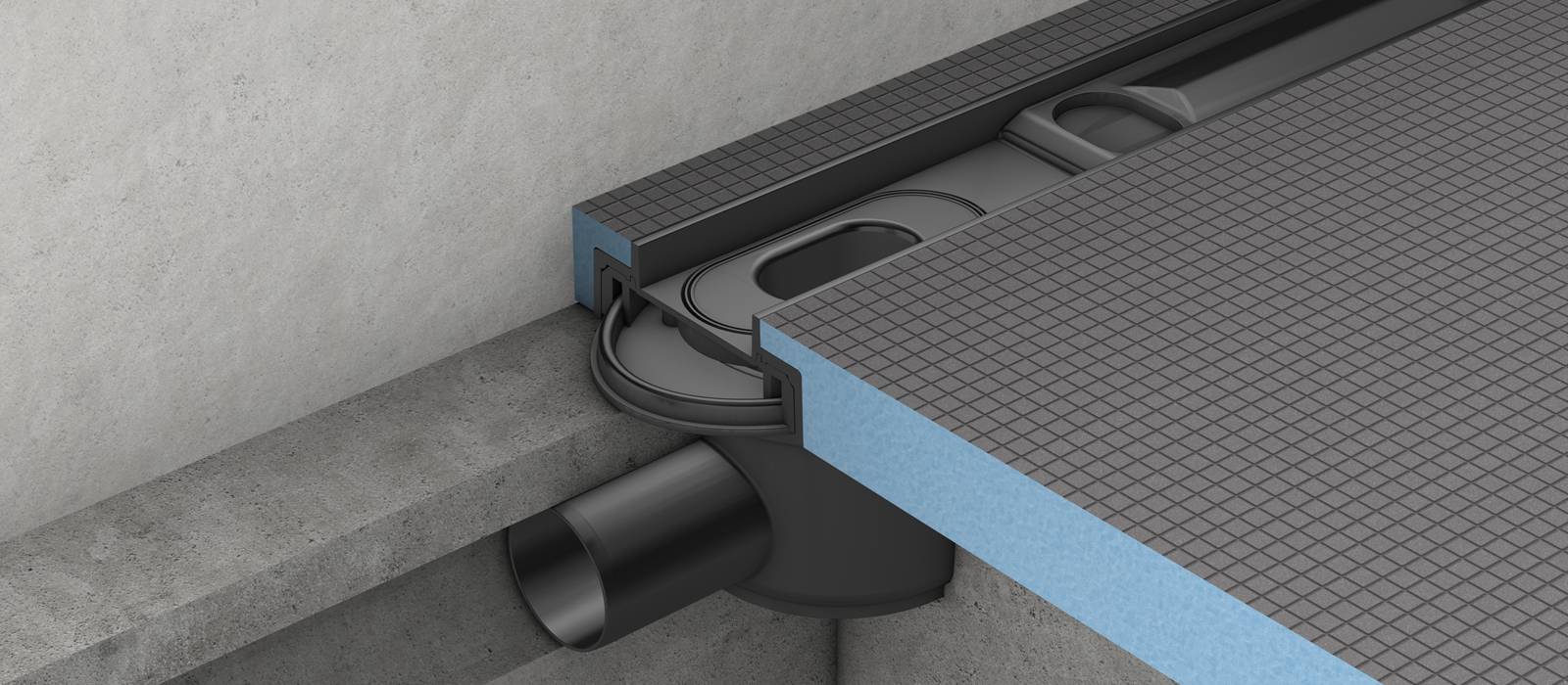 Gootafvoer op ondergronden op cementbasis (Horizontale afvoer)