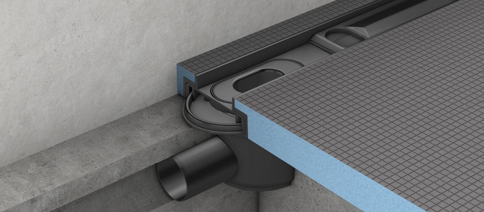 Channel drainage on cement substrates (Horizontal drain)