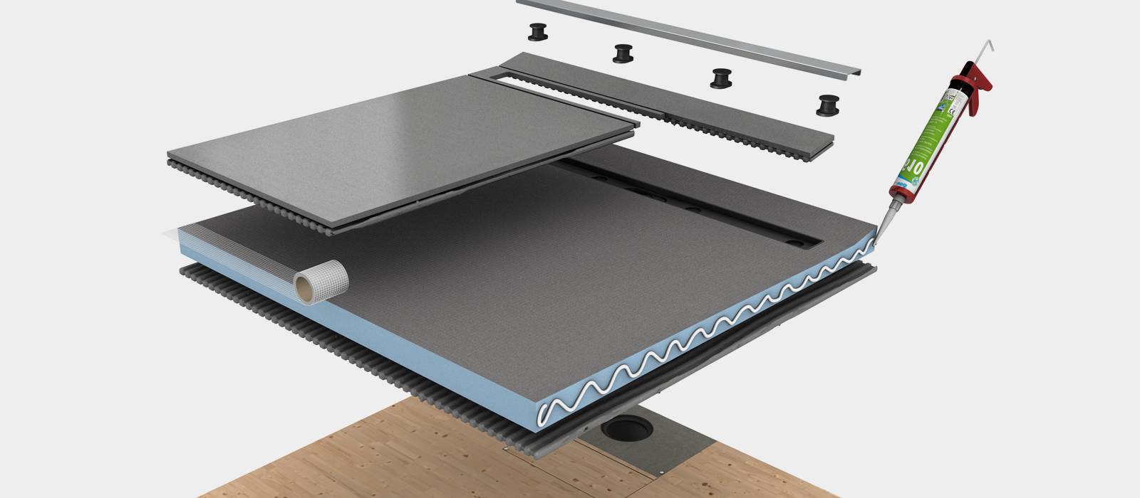 Channel drainage on wooden substrates