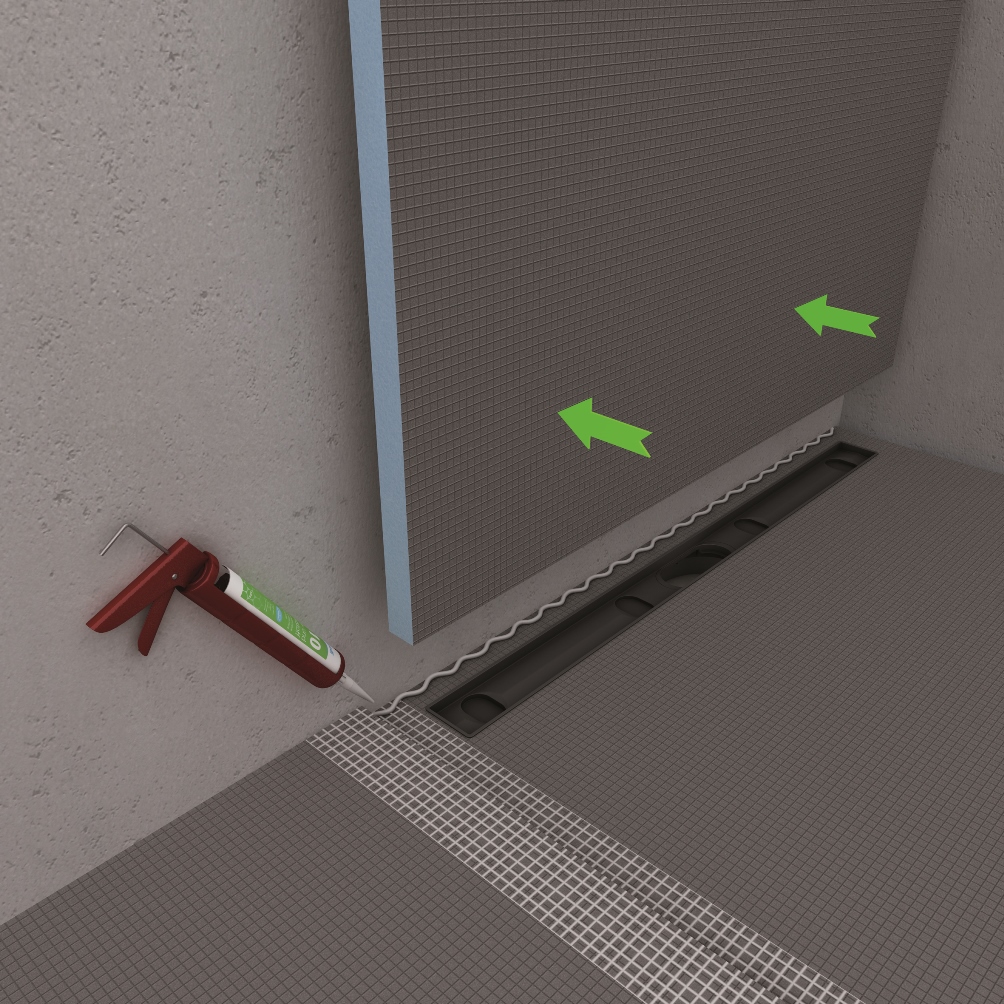 Horizontal drain on a wooden floor