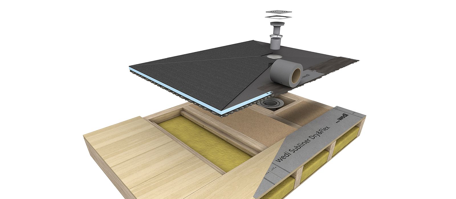 Écoulement centré sur un plancher bois neuf