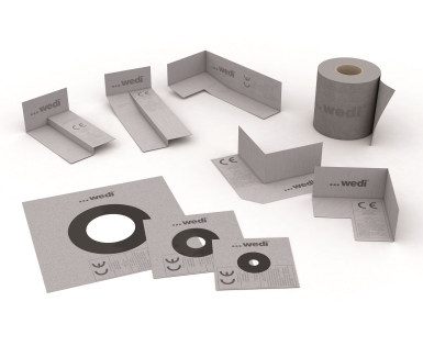 Wedi Tools sealing tape, sealing corners, sealing collar for the waterproof connection of wedi construction plates and wedi Fundo to other non-system materials