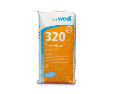 Universal, flexible, water- and frost-resistant Wedi 320 thin-bed mortar based on hydraulic binders