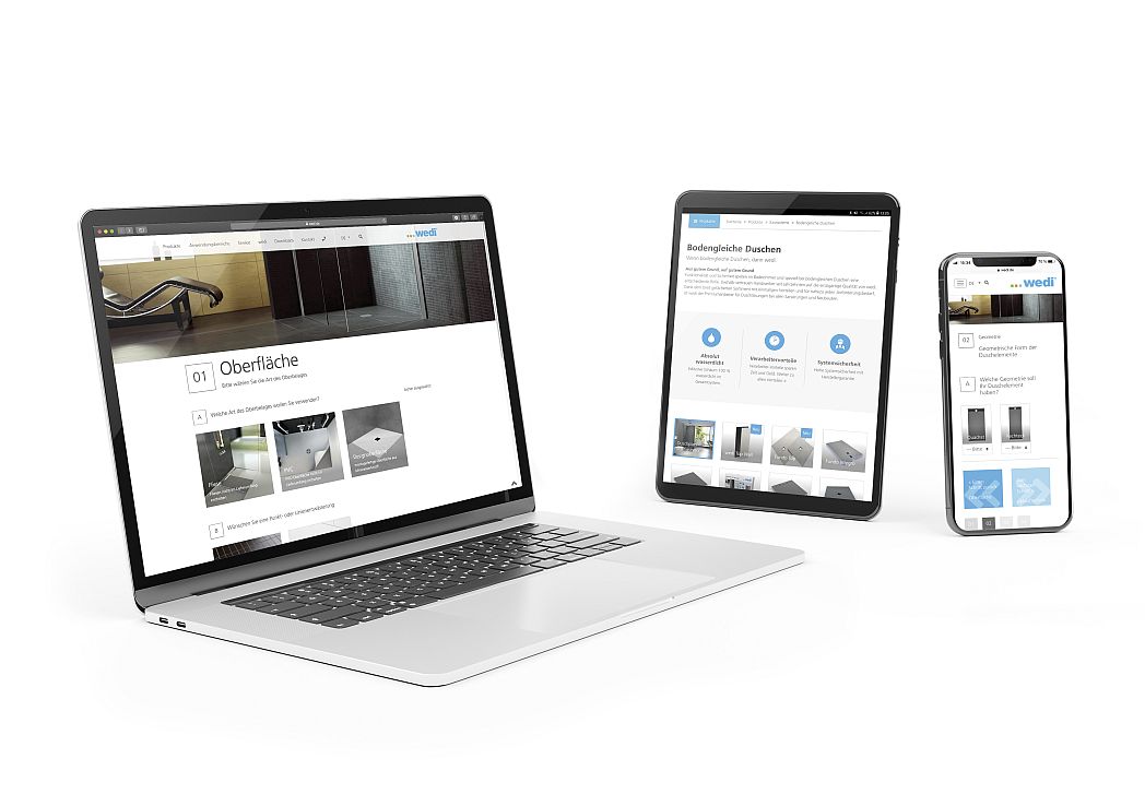 Der wedi Duschkonfigurator erreichte in der Kategorie Software den 2. Platz. Er erleichtert dem Fachhandwerker die Zusammenstellung einer Dusche, die optimal zu den Wünschen des Kunden passt.